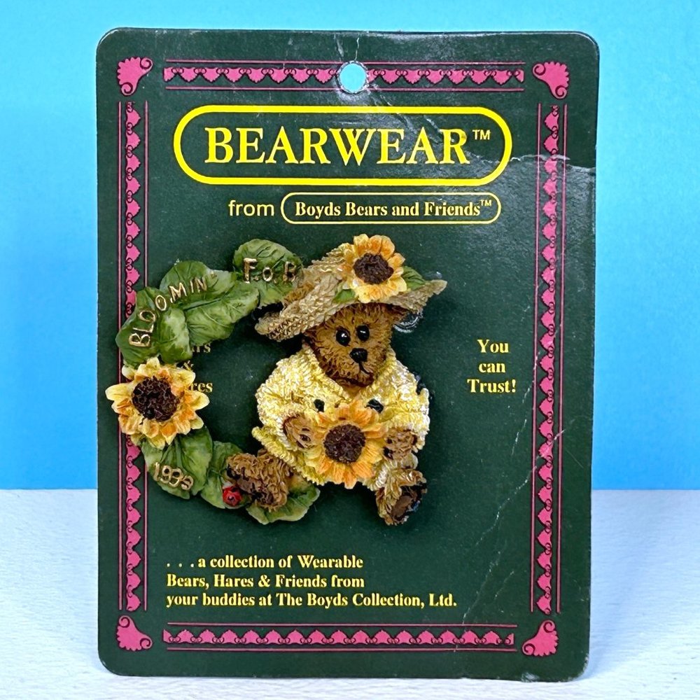 Bearwaer by Boyd's Bears Pin "Bloomin' F.O.B. 1999" Vintage 1999 Brooch